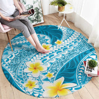 Plumeria Polynesian Sky Blue Glitter Pattern Round Carpet LT01 - Polynesian Pride