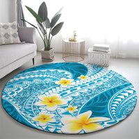 Plumeria Polynesian Sky Blue Glitter Pattern Round Carpet LT01 - Polynesian Pride