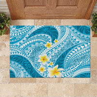 Plumeria Polynesian Sky Blue Glitter Pattern Rubber Doormat LT01 Sky Blue - Polynesian Pride