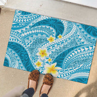 Plumeria Polynesian Sky Blue Glitter Pattern Rubber Doormat LT01 - Polynesian Pride