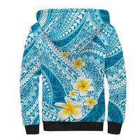 Plumeria Polynesian Sky Blue Glitter Pattern Sherpa Hoodie LT01 - Polynesian Pride