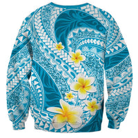 Plumeria Polynesian Sky Blue Glitter Pattern Sweatshirt LT01 - Polynesian Pride