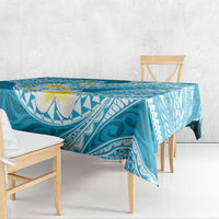 Plumeria Polynesian Sky Blue Glitter Pattern Tablecloth LT01 - Polynesian Pride