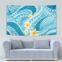 Plumeria Polynesian Sky Blue Glitter Pattern Tapestry
