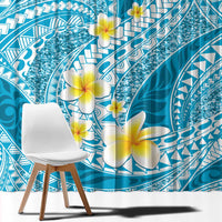 Plumeria Polynesian Sky Blue Glitter Pattern Window Curtain LT01 - Polynesian Pride