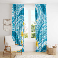 Plumeria Polynesian Sky Blue Glitter Pattern Window Curtain LT01 - Polynesian Pride