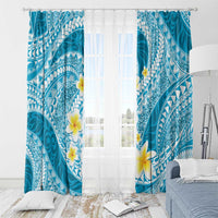 Plumeria Polynesian Sky Blue Glitter Pattern Window Curtain LT01 - Polynesian Pride