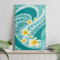 Plumeria Polynesian Teal Glitter Pattern Canvas Wall Art LT01 - Polynesian Pride