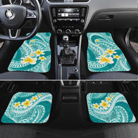 Plumeria Polynesian Teal Glitter Pattern Car Mats LT01 Set 4pcs Teal - Polynesian Pride