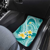 Plumeria Polynesian Teal Glitter Pattern Car Mats LT01 - Polynesian Pride