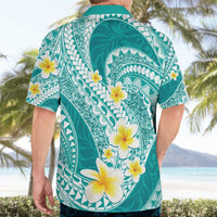 Plumeria Polynesian Teal Glitter Pattern Hawaiian Shirt LT01 - Polynesian Pride