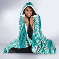 Plumeria Polynesian Teal Glitter Pattern Hooded Blanket LT01 - Polynesian Pride
