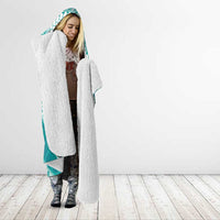 Plumeria Polynesian Teal Glitter Pattern Hooded Blanket LT01 - Polynesian Pride