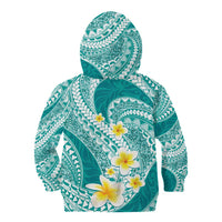 Plumeria Polynesian Teal Glitter Pattern Kid Hoodie