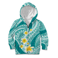 Plumeria Polynesian Teal Glitter Pattern Kid Hoodie