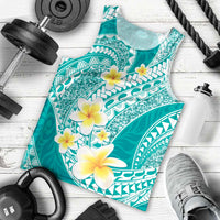 Plumeria Polynesian Teal Glitter Pattern Men Tank Top LT01 - Polynesian Pride