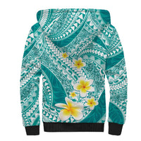 Plumeria Polynesian Teal Glitter Pattern Sherpa Hoodie LT01 - Polynesian Pride