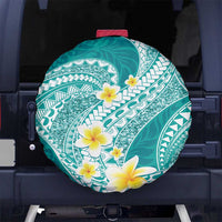 Plumeria Polynesian Teal Glitter Pattern Spare Tire Cover LT01 No hole Teal - Polynesian Pride