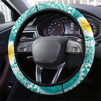 Plumeria Polynesian Teal Glitter Pattern Steering Wheel Cover LT01 - Polynesian Pride