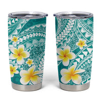 Plumeria Polynesian Teal Glitter Pattern Tumbler Cup LT01 Teal - Polynesian Pride