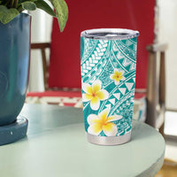 Plumeria Polynesian Teal Glitter Pattern Tumbler Cup LT01 - Polynesian Pride