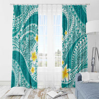 Plumeria Polynesian Teal Glitter Pattern Window Curtain LT01 - Polynesian Pride