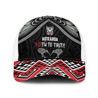 Aotearoa Toitu Te Tiriti Waitangi Baseball Net Cap Proud To Be Maori LT01 One Size White Black - Polynesian Pride