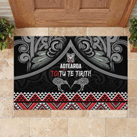 Aotearoa Toitu Te Tiriti Waitangi Rubber Doormat Proud To Be Maori LT01 Black - Polynesian Pride
