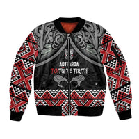 Aotearoa Toitu Te Tiriti Waitangi Sleeve Zip Bomber Jacket Proud To Be Maori