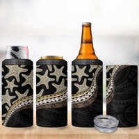Beige Polynesian Starfish Unique Pattern 4 in 1 Can Cooler Tumbler LT01 - Polynesian Pride