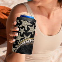 Beige Polynesian Starfish Unique Pattern 4 in 1 Can Cooler Tumbler LT01 - Polynesian Pride