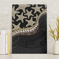 Beige Polynesian Starfish Unique Pattern Canvas Wall Art