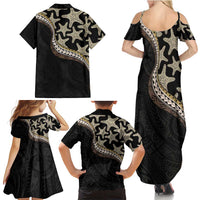 Beige Polynesian Starfish Unique Pattern Family Matching Summer Maxi Dress and Hawaiian Shirt LT01 - Polynesian Pride