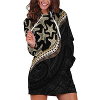 Beige Polynesian Starfish Unique Pattern Hoodie Dress LT01 Beige - Polynesian Pride