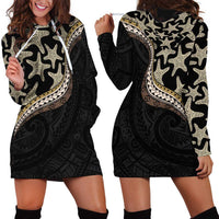 Beige Polynesian Starfish Unique Pattern Hoodie Dress LT01 - Polynesian Pride