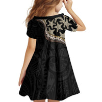 Beige Polynesian Starfish Unique Pattern Kid Short Sleeve Dress LT01 - Polynesian Pride