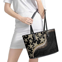 Beige Polynesian Starfish Unique Pattern Leather Tote Bag LT01 - Polynesian Pride