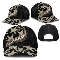 Beige Polynesian Starfish Unique Pattern Mesh Trucker Cap LT01 - Polynesian Pride