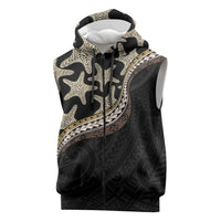 Beige Polynesian Starfish Unique Pattern Sleeveless Zip Hoodie LT01 Beige - Polynesian Pride