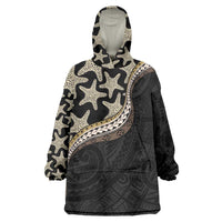 Beige Polynesian Starfish Unique Pattern Wearable Blanket Hoodie LT01 One Size Beige - Polynesian Pride