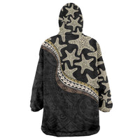 Beige Polynesian Starfish Unique Pattern Wearable Blanket Hoodie LT01 - Polynesian Pride