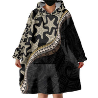 Beige Polynesian Starfish Unique Pattern Wearable Blanket Hoodie LT01 - Polynesian Pride