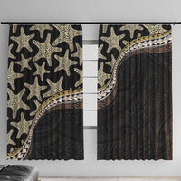 Beige Polynesian Starfish Unique Pattern Window Curtain LT01 With Hooks Beige - Polynesian Pride