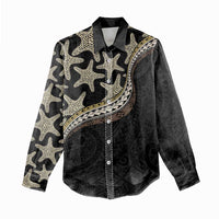 Beige Polynesian Starfish Unique Pattern Women Casual Shirt LT01 - Polynesian Pride