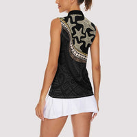 Beige Polynesian Starfish Unique Pattern Women Sleeveless Polo Shirt LT01 - Polynesian Pride
