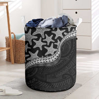 Monotone Polynesian Starfish Unique Pattern Laundry Basket LT01 Black - Polynesian Pride