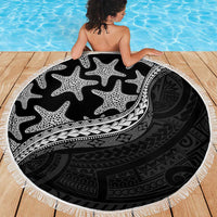 Monotone Polynesian Starfish Unique Pattern Beach Blanket LT01 - Polynesian Pride