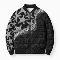 Monotone Polynesian Starfish Unique Pattern Bomber Puffer Jacket LT01 Unisex Black - Polynesian Pride
