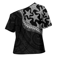 Monotone Polynesian Starfish Unique Pattern Cross Shoulder Shirt LT01 - Polynesian Pride