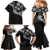 Monotone Polynesian Starfish Unique Pattern Family Matching Mermaid Dress and Hawaiian Shirt LT01 - Polynesian Pride